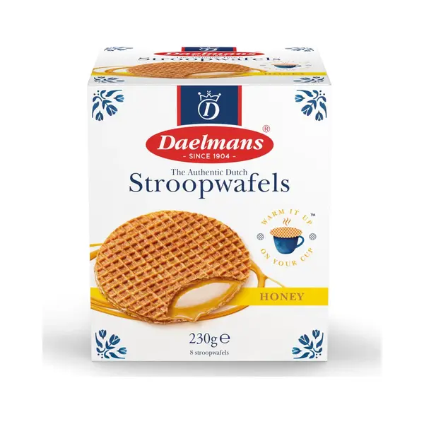 Daelmans Honing Stroopwafels In Kubusverpakking - Authentieke Nederlandse Lekkernij Sinds 1904 - 8 Stroopwafels Per Kubus - Gemaakt Met Echte Boter En thumbnail