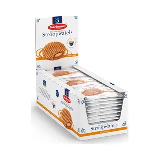 Daelmans Jumbo Stroopwafels Karamel – 36 Stuks Individueel Verpakt – 9 Cm – Displaydoos – Origineel Nederlands Recept Sinds 1904 – Zonder