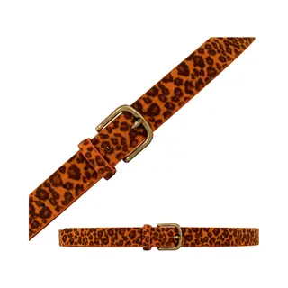 PartyXplosion Carnaval Verkleed Riem - Luipaard-/panterprint - Oranje - Dames - Gouden Gesp
