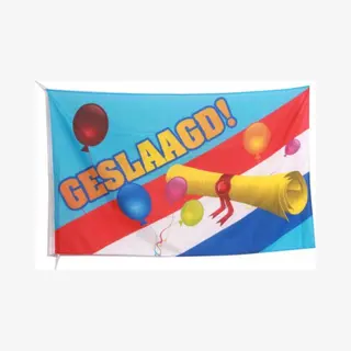 PartyXplosion Vlag Geslaagd - Geslaagd Versiering - Nederlandse Vlag - Afgestudeerd - Graduated - 90 X 150 Cm - Polyester - Multicolor