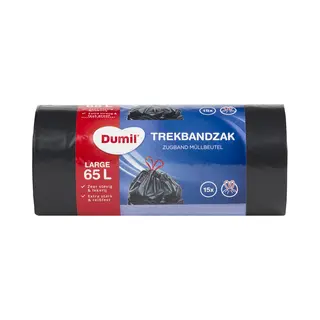 Dumil Afvalzak 65L 15 Stuks Met Trekkoord, Afvalzak