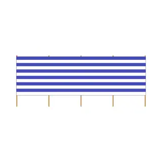 Gebro Windscherm - Gestreept Wit/donkerblauw - 3 X 1, 5 Meter - Strand/camping Scherm