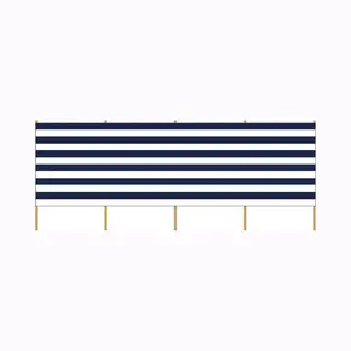 Gebro Windscherm - Gestreept Wit/blauw - 3 Meter X 120 Cm - Beschutting/schermen Voor Op Het Strand/de Camping