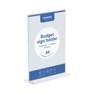 Europel 351005 Zeichenhalter und Informationsstand Schilderhalter A4 Polystyrene Transparent