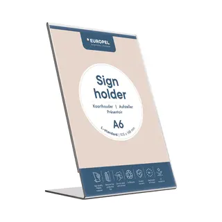 Europel 350004 Zeichenhalter und Informationsstand Schilderhalter A6 Acryl Transparent