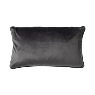 Dutch Decor Finn - Sierkussen 30x50 Cm - Velvet - Lendekussen - Charcoal Gray - Antraciet - Inclusief Binnenkussen - Luxe Kussens Voor Woonkamer &