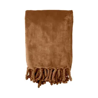 Dutch Decor - Florijn - Plaid 150x200 Cm - Grote Fleece Plaid Met Flosjes - Tobacco Brown - Bruin