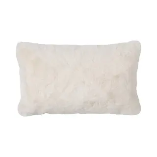 Dutch Decor Zaya - Sierkussen 30x50 Cm - Bontlook - Effen Kleur - Snow White - Wit - Inclusief Binnenkussen - Luxe Kussens Voor Woonkamer & Bank