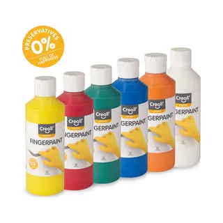 Creall Vingerverf - Set 6 X 250 Ml – 6 Leuke Kleuren – Veilige & Uitwasbare Vingerverf – Creatief Knutselen - Gemaakt In Nl