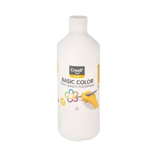 Creall Witte Plakkaatverf - 500 Ml – Waterbasis - Schoolverf – Uitwasbaar - Gemaakt In Nederland - Wit - Glutenvrij - Vegan