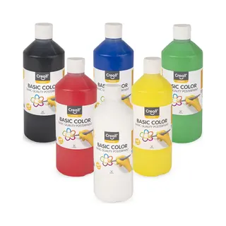 Creall Plakkaatverf Set - Schoolverf Op Waterbasis - 6 Flessen X 500ml - Mix Set Met 6 Basiskleuren - Veilig & Uitwasbaar - Geproduceerd In Nederland