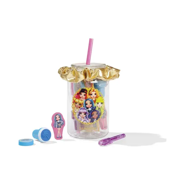 Totum Rainbow High Stationery Jar With A Lid, Reusable Straw, Scrunchie And Various Stationery. Suits Ages 3 Years + thumbnail