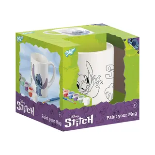 Totum Disney Stitch - Keramieken Inkleurmok Met 6 Kleuren Verf En Penseeltje - Lilo&Stitch