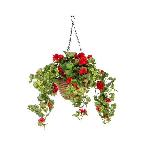 Emerald - Kunstplant Geranium In Hangmand Uv Rood 45cm - Kunstplant Voor Binnen thumbnail