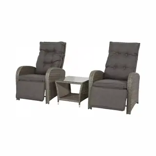 Lesliliving Loungeset Duoset Melia 2 Verstelbare Stoelen + Tafel - Balkonset