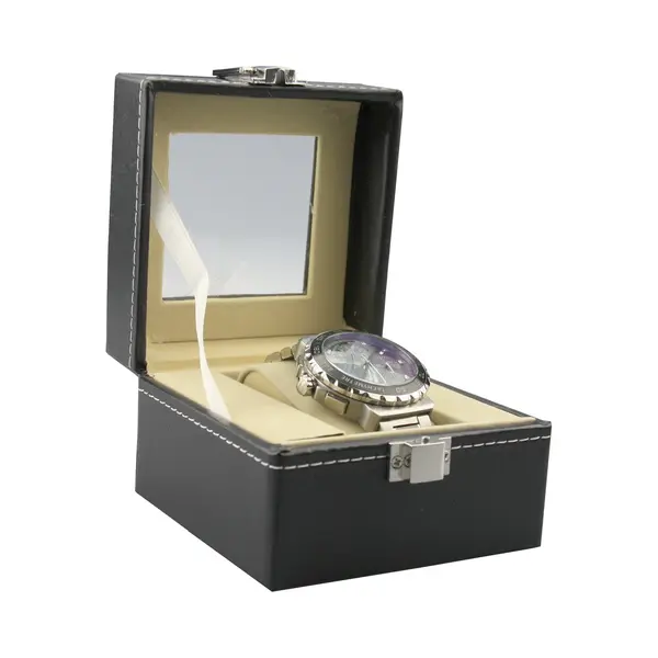Horlogebox - Horlogedoos Voor Heren & Dames - 1 Horloge - Zwart thumbnail