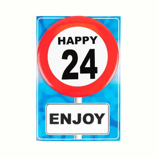 Verjaardagkaart Met Button | Verkeersbord | Happy 24 thumbnail