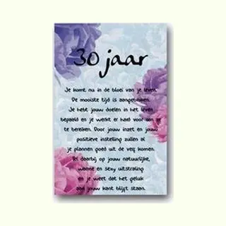 Home&Joy Canvas Wenskaart/schilderij 30 Jaar