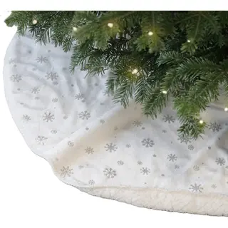 Unique Living Kerstboomrok - Wit - Sneeuwvlokken - D100 Cm - Polyester - Kerstboomkleed
