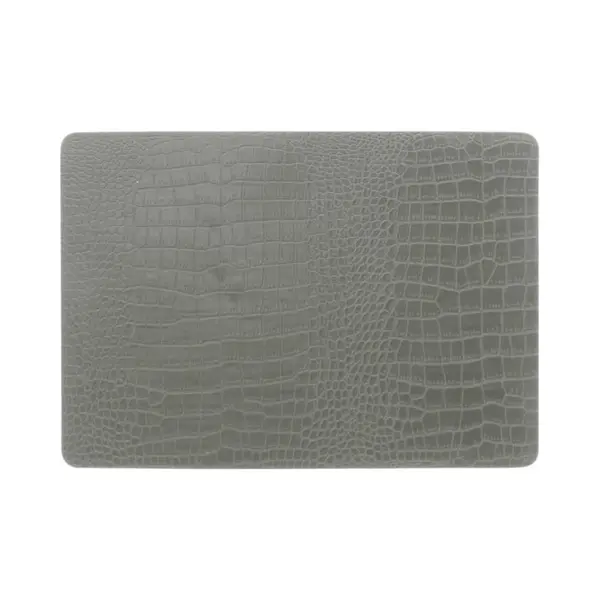 Unique Living Placemats Croco Lederlook - 1x - 43 X 30 Cm - Zilvergrijs - Pvc - Tafel Onderleggers thumbnail