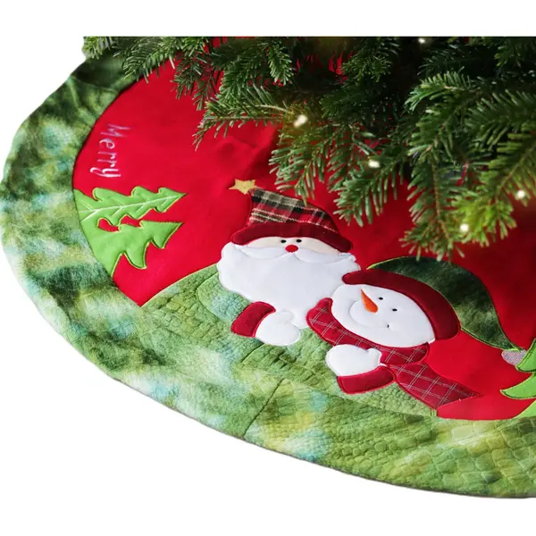 Unique Living Kerstboomrok - Kerst Thema - Rood/groen - D90 Cm - Polyester - Kerstboomkleed thumbnail