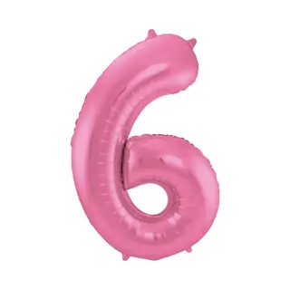 Folat - Folieballon Cijfer 6 Roze Metallic Mat - 86 Cm