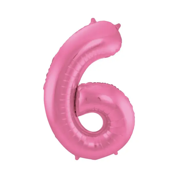 Folat - Folieballon Cijfer 6 Roze Metallic Mat - 86 Cm thumbnail