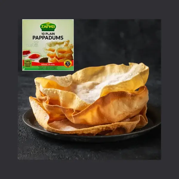 Zainab Pappadums - Indiase Cracker Glutenvrij - Klaar Voor Gebruik - 10 X 10 Stuks thumbnail