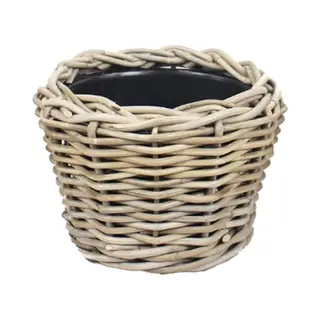 Van Der Leeden Drypot® Rattan Pflanzgefäß Grau Ø Ca. 24 Cm - Sylter Körbe