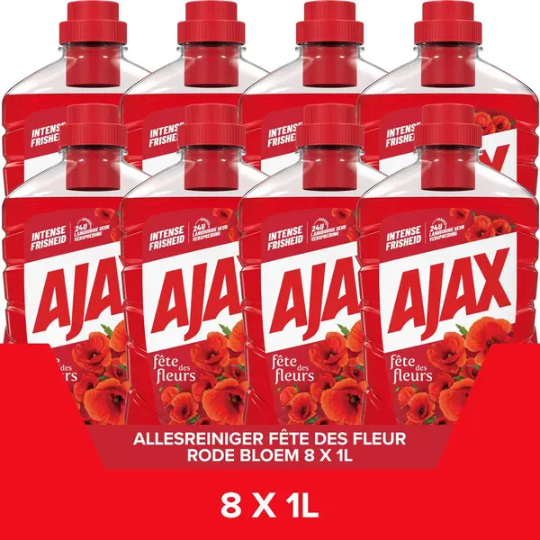 Ajax Allesreiniger Fête Des Fleur Rode Bloem - 8 X 1L - Multi-Oppervlakken Allesreiniger - Voordeelverpakking thumbnail