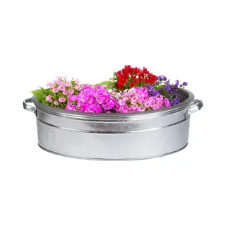 Esschert Design Teil/plantenpot - Groot - Zink - Zilver - L59 X D45 X H15 Cm