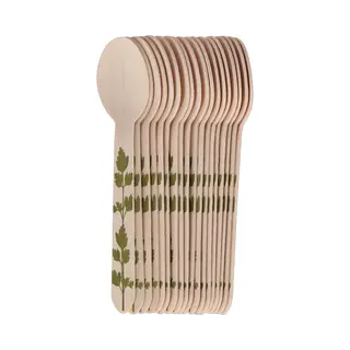 Esschert Design Lepels - Hout - 20x - Kruidenopdruk - 16 Cm - Bbq/Verjaardag/Camping/Party