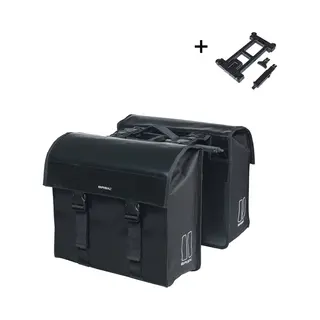 Basil Urban Load Doppeltasche Mik - 48-53L, Schwarz, Wasserdicht, Inkl. Abschließbarer Mik-Adapterplatte, Ideal Für City Und Pendeln