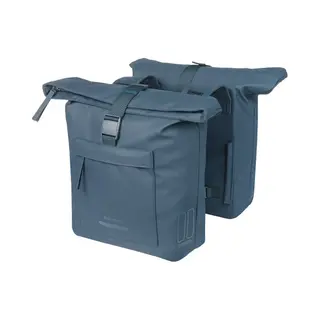Basil Brooklyn - Dubbele Fietstas - 41 Liter - Waterdicht - Reflectie Details - Gerecycled Materiaal - Blauw