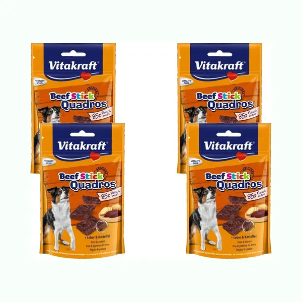 Vitakraft Beef Stick Quadros Lever & Aardappel - Hond - Snack - 4 X 70 Gr thumbnail