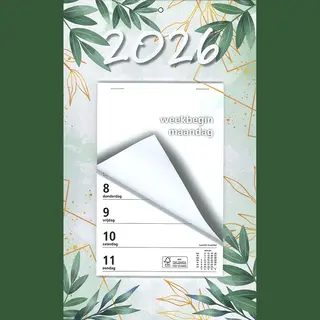 MGPcards - Week Scheurkalender 2026 - Week Begint Op Maandag - 21 X 34 Cm - Groen