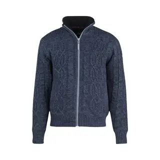 BjØRnson Zopfstrick Winter Cardigan (mit Teddyfutter) Herren Viggo - Dunkelblau - Größe M