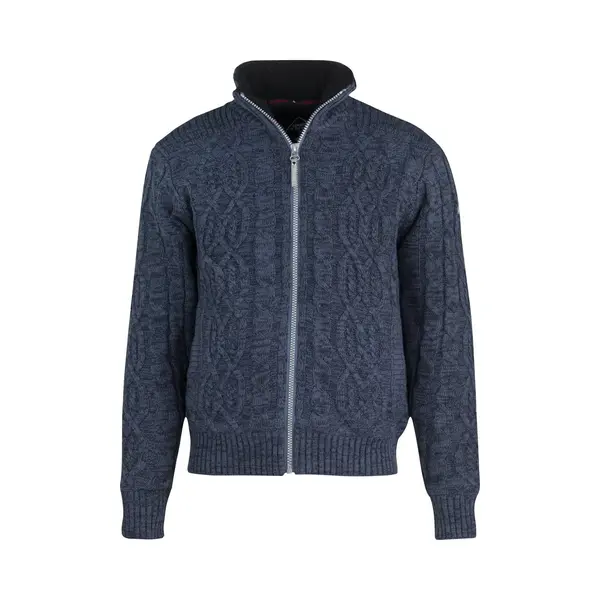 BjØRnson Zopfstrick Winter Cardigan (mit Teddyfutter) Herren Viggo - Dunkelblau - Größe M thumbnail