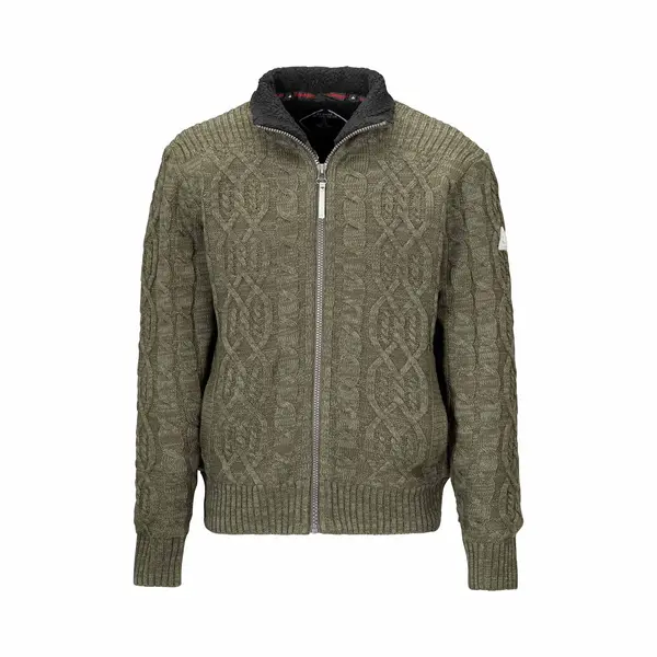 BjØRnson Viggo Teddy Wintervest Heren - Kabel Gebreid - Maat 4XL - Olijfgroen thumbnail