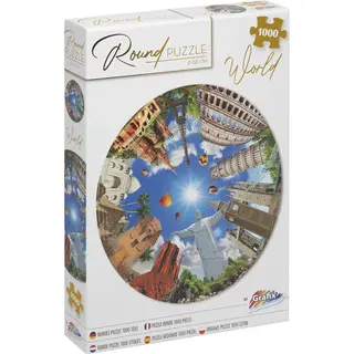 Grafix Ronde Puzzel 1000 Stukjes Voor Volwassenen | Wereld Puzzel | Legpuzzel | Diameter 68 Cm | Geschikt Voor Kinderen Vanaf 14 Jaar
