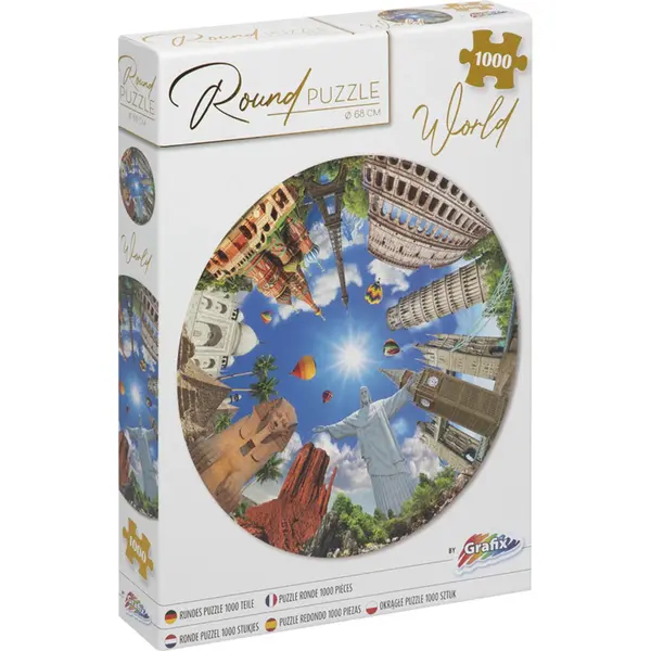 Grafix Ronde Puzzel 1000 Stukjes Voor Volwassenen | Wereld Puzzel | Legpuzzel | Diameter 68 Cm | Geschikt Voor Kinderen Vanaf 14 Jaar thumbnail