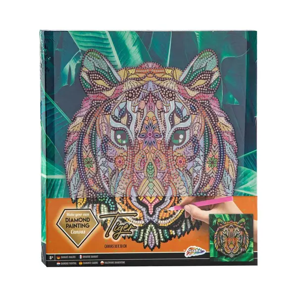 Grafix Diamond Painting Op Canvas | Tijger | Formaat 30x30cm | Diamond Painting Pakket Volledig | Thema Dieren | Diamond Painting Op Canvas | thumbnail