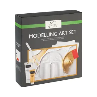Nassau Fine Art Modelleerpasta Art Set - Schilderen Voor Volwassenen - Homedeco - Goud Acrylverf - 2pcs Canvas 25x25cm - Scraper En Spatel - Textured