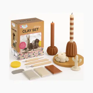 Joya Creative Boetseerklei Volwassenen Set - 13pcs - Home Deco Pakket Volwassenen - Luchthardende Klei In Natuurtinten - Boetseerklei Gereedschap - Inspiratieboek