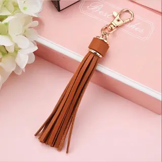 Sleutelhanger Kwastje | Leer (Pu) / Vrouwen / Mannen / Tashanger / Auto - Leren Keycord Koraalrood