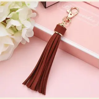 Sleutelhanger Kwastje | Leer (Pu) / Vrouwen / Mannen / Tashanger / Auto - Leren Keycord Donkerbruin