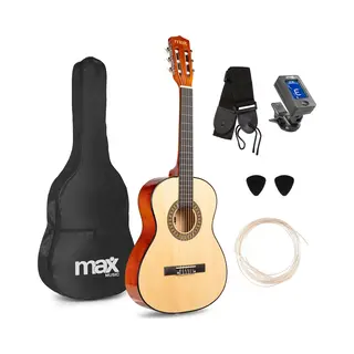 Max SoloArt - Gitarre 3/4 Kindergitarre Ab 6 Jahre, Junior Akustik Gitarre Inkl. Tasche, Plektrum, Gurt Und Saiten-Zubehör, 3/4 Guitar Kinder Ab 6