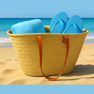 Baskin Ibiza Strandtas - 100% Natuurlijk Materiaal - Riet - Boodschappentas - 50 (L) X 18 (D) X 45 (H) Cm - Lange Hengsel - Gevlochten - Handgemaakt - Big