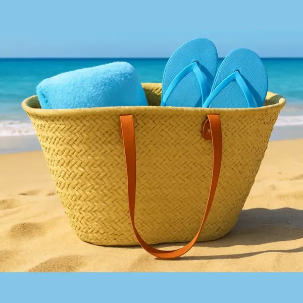 Baskin Ibiza Strandtas - 100% Natuurlijk Materiaal - Riet - Boodschappentas - 50 (L) X 18 (D) X 45 (H) Cm - Lange Hengsel - Gevlochten - Handgemaakt - Big thumbnail