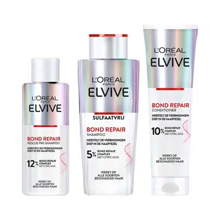 L'Oréal Paris Elvive Bond Repair Pre-Shampoo, Shampoo & Conditioner Routine Bundel - Voor Beschadigd Haar - 200ml, 200ml & 150ml